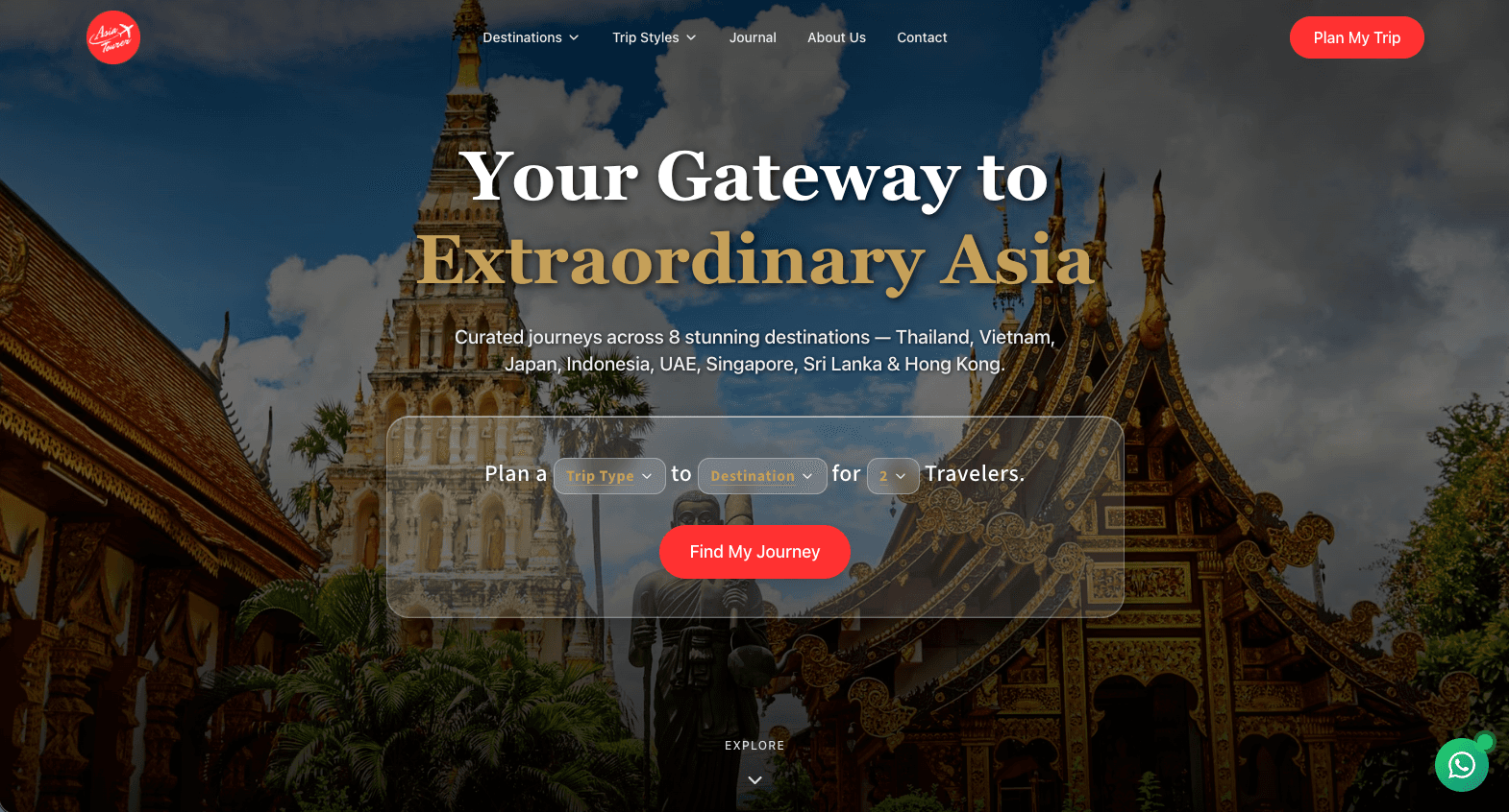 AsiaTourer travel platform homepage