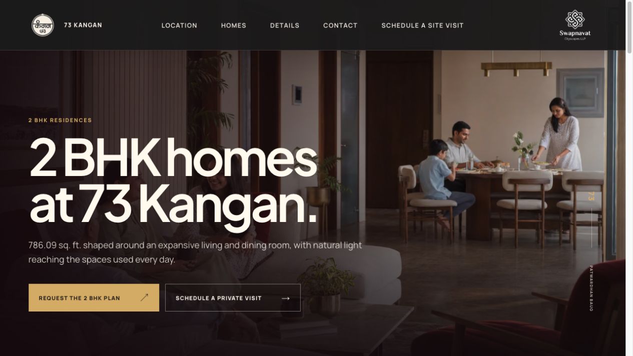 73 Kangan residence page with home details and floor plan preview