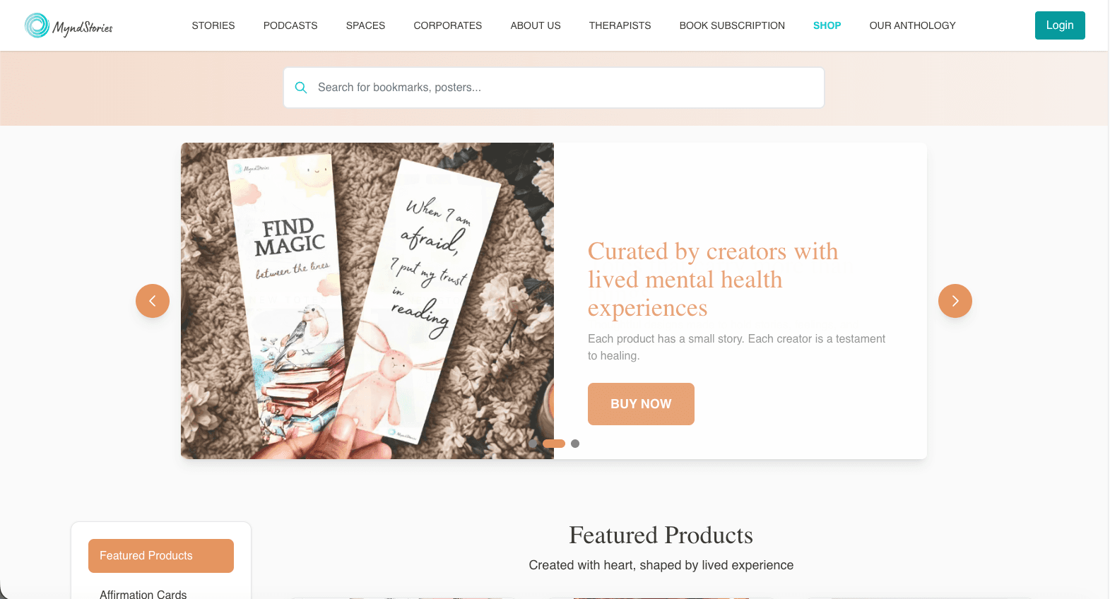 MyndStories shop and community platform