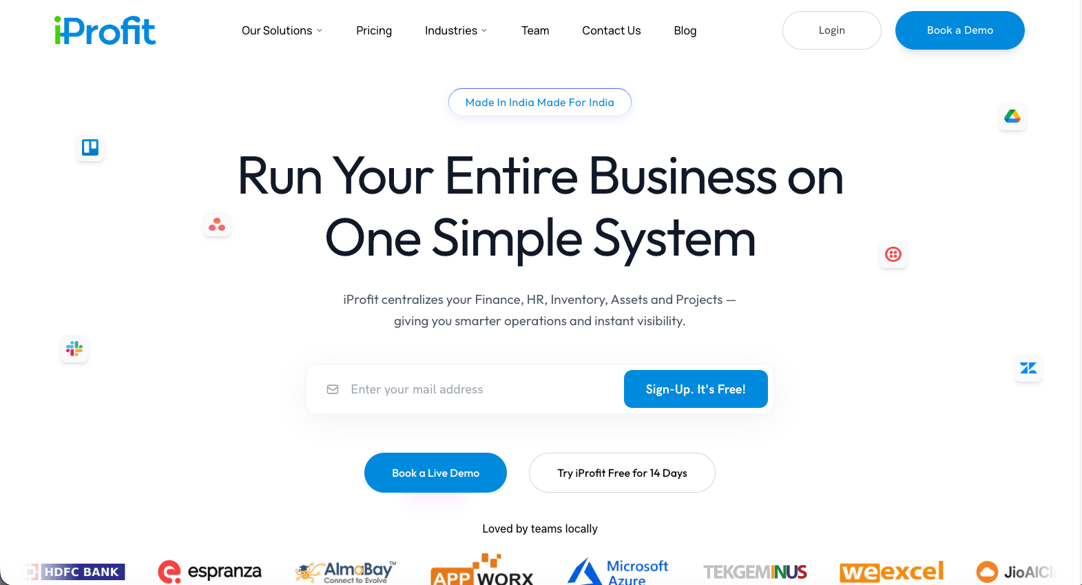 iProfit ERP marketing website